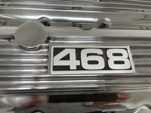 Big Block Chevy 468 Valve Covers, Classic Finned, Polished, Version 2