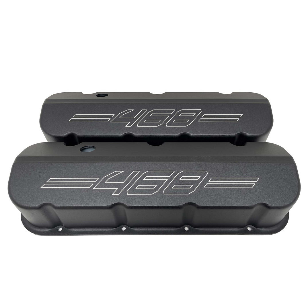 Chevy 468 Big Block Valve Covers Tall (Outline) - Black