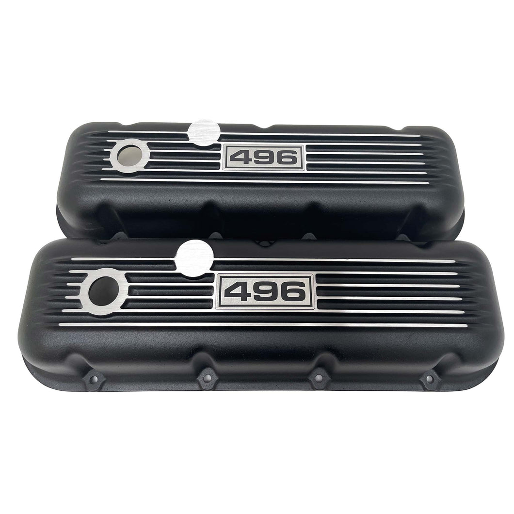Big Block Chevy 496 Classic Finned, Black Valve Covers