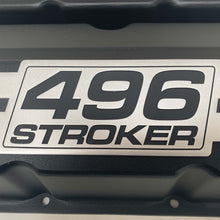 Load image into Gallery viewer, Chevy 496 Stroker - Big Block Tall Slant Top Valve Covers - Engraved Raised Billet - Black