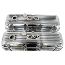 Load image into Gallery viewer, Big Block Chevy 496 Flag Logo, Classic Finned, Polished Valve Covers