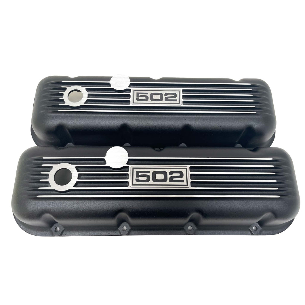 Big Block Chevy 502 Classic Finned, Black Valve Covers