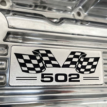 Load image into Gallery viewer, Big Block Chevy 502 Valve Covers, Flag Logo, Classic Finned - Polished