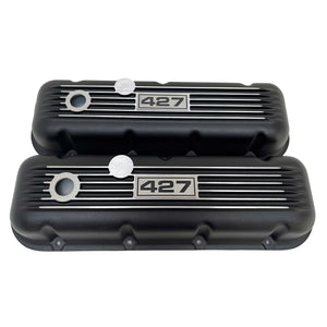 Big Block Chevy 427 Classic Finned Valve Covers - Black