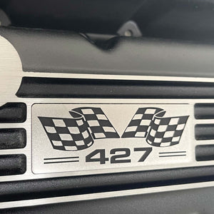 Big Block Chevy 427 Flag Logo, Classic Finned, Black Valve Covers