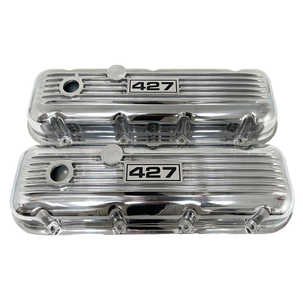 Big Block Chevy 427 Valve Covers, Classic Finned - Polished