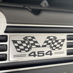 Big Block Chevy 454 Flag Logo, Classic Finned, Black Valve Covers
