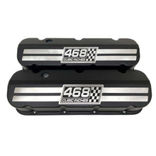 Load image into Gallery viewer, Chevy 468 - Big Block Tall Slant Top Black Valve Covers - Engraved Raised Billet - Style 2