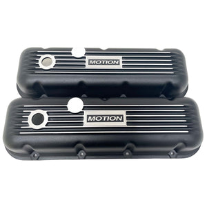 Big Block Chevy Motion Classic Finned, Style 2, Black Valve Covers