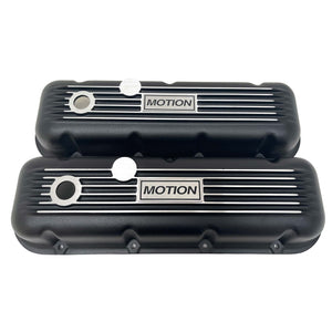 Big Block Chevy Motion Classic Finned, Black Valve Covers