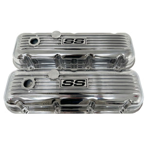 Big Block Chevy "SS" Super Sport Valve Covers, Classic Finned - Polished