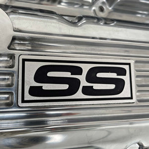Big Block Chevy "SS" Super Sport Valve Covers, Classic Finned - Polished