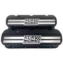 Load image into Gallery viewer, Chevy 454 Cubic Inches - Big Block Tall Slant Top Valve Covers - Engraved Raised Billet - Black, Version 2