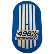 Load image into Gallery viewer, 496 Stroker, Custom Raised Billet Top Logo 15&quot; Oval Air Cleaner Lid Kit - Blue