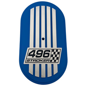 496 Stroker, Raised Billet Top - 15" Oval Air Cleaner Kit - Blue