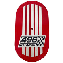 Load image into Gallery viewer, 496 Stroker, Custom Raised Billet Top Logo 15&quot; Oval Air Cleaner Lid Kit - Red