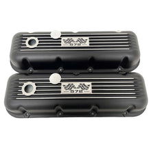 Load image into Gallery viewer, Big Block Chevy 572 Valve Covers, Flag Logo, Classic Finned - Black