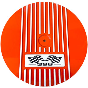 Big Block Chevy 396 Flag Logo - 13" Round Air Cleaner Kit - Orange