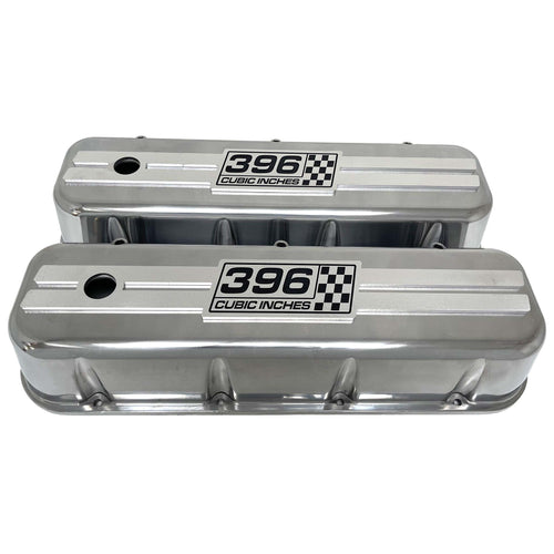Chevy 396 - Big Block Polished Tall Valve Covers - Engraved Raised Billet