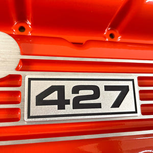 Big Block Chevy 427 Classic Finned Valve Covers - Orange
