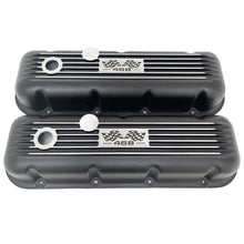 Load image into Gallery viewer, Big Block Chevy 468 Valve Covers, Flag Logo, Classic Finned - Black