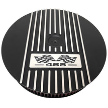Load image into Gallery viewer, 468 Big Block Chevy Classic Finned Valve Covers &amp; 13&quot; Air Cleaner Kit - Flag Logo - Black