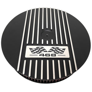 Big Block Chevy 468 Flag Logo - 13" Round Air Cleaner Kit - Black