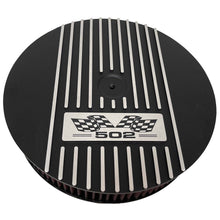 Load image into Gallery viewer, 502 Big Block Chevy Classic Finned Valve Covers &amp; 13&quot; Air Cleaner Kit - Flag Logo - Black