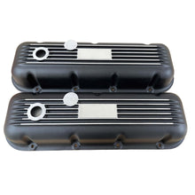 Load image into Gallery viewer, Chevy Big Block Classic Finned Valve Covers - Black, Customizable Nameplate