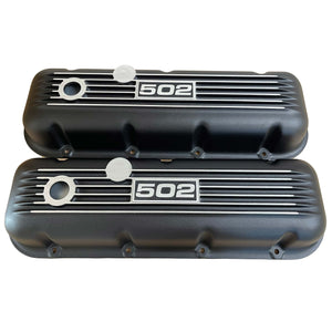 Big Block Chevy 502 Classic Finned, Black Valve Covers - Style 2