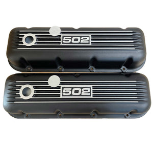 Big Block Chevy 502 Classic Finned, Black Valve Covers - Style 2