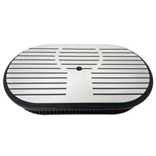 Load image into Gallery viewer, Custom Engravable Raised Billet Top 15&quot; Oval Air Cleaner Lid Kit - Black