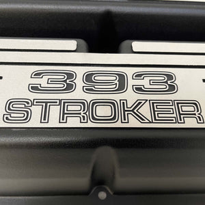 Ford 393 Stroker Windsor Valve Covers - Wide Fin - Black