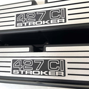 Ford 427 C.I. STROKER - Outlined Wide Finned Valve Covers - Black