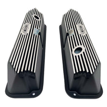 Load image into Gallery viewer, Ford FE 390 Thunderbird Logo Valve Covers Tall Finned - Black