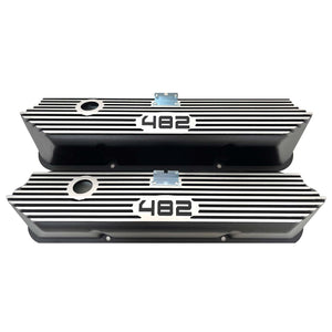 Ford FE 482 Tall Valve Covers Finned - Black