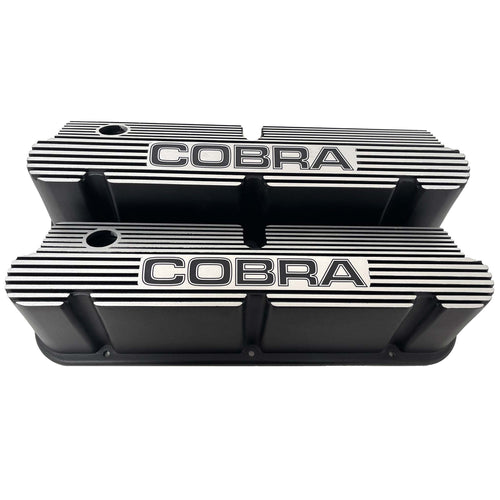 Ford Small Block Pentroof Cobra Tall Valve Covers - Engraved - Black