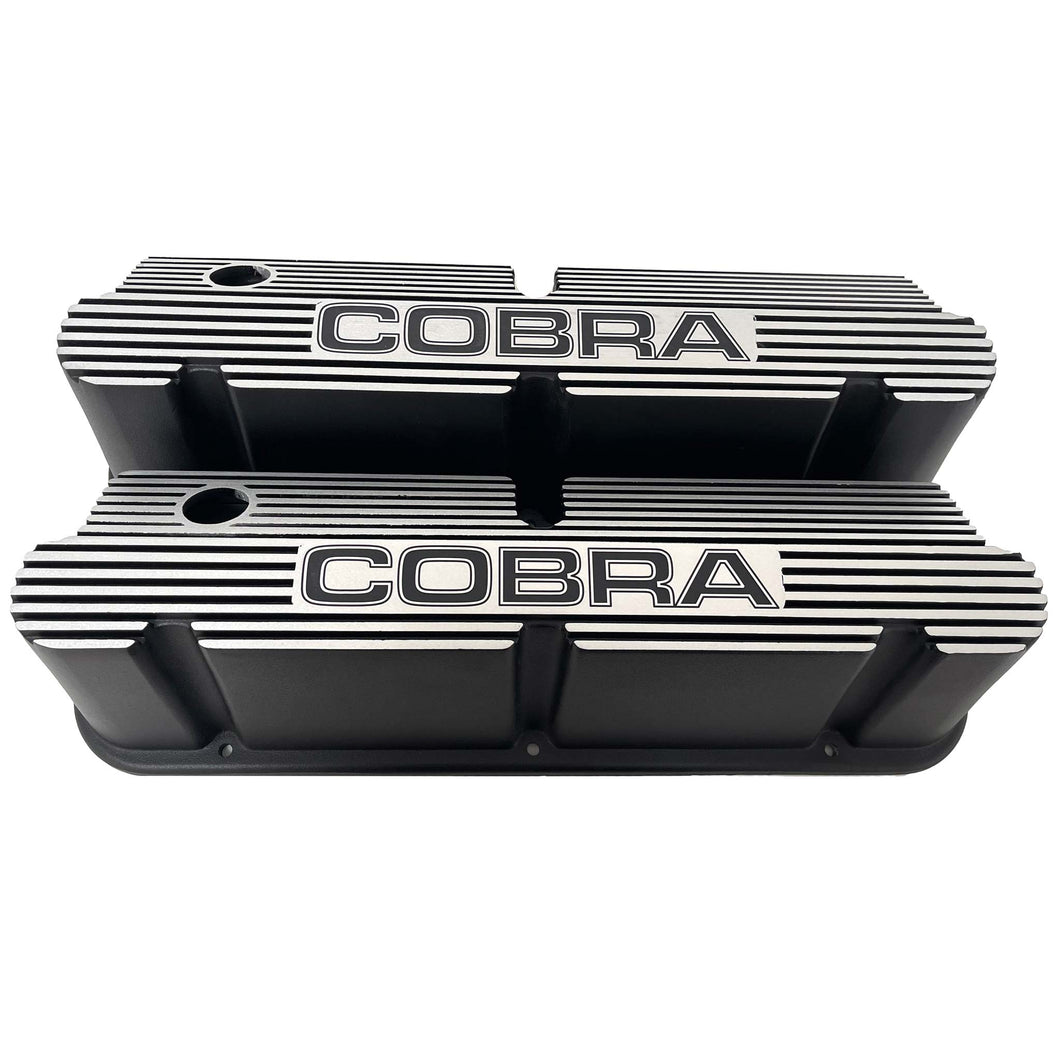 Ford Small Block Pentroof Cobra Tall Valve Covers - Custom Engraved - Black