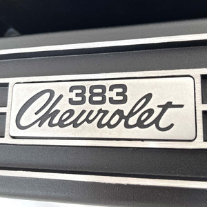 Chevy Small Block 383 Chevrolet Script Logo Classic Finned Valve Covers - Black