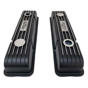 Chevy Small Block 383 Chevrolet Classic Finned Valve Covers - Black