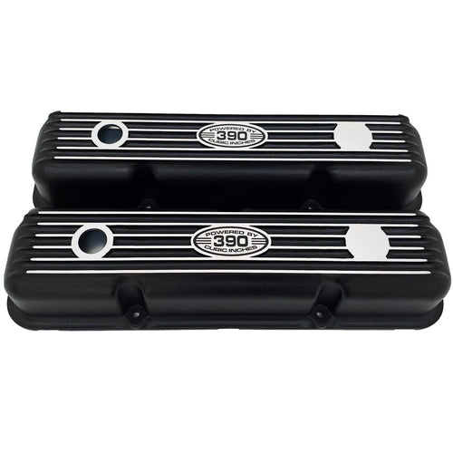 Ford FE 390 Valve Covers Short - POWERED BY 390 - Style 1 - Black