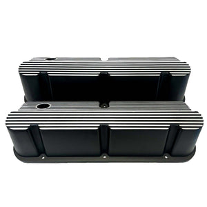 Ford Small Block Pentroof Tall Finned Valve Covers - Black