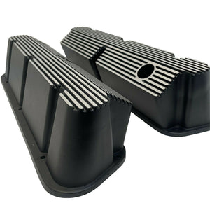 Ford Small Block Pentroof Tall Finned Valve Covers - Black