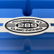 Load image into Gallery viewer, Ford 289 Cubic Inches Windsor Tall Valve Covers With Custom Engraved Billet Top - Blue