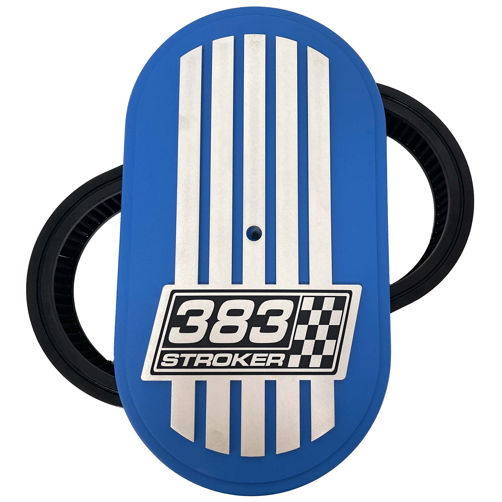 383 STROKER - 15 Oval Air Cleaner Kit, Raised Billet, Style 2 - Blue –  Ansen USA