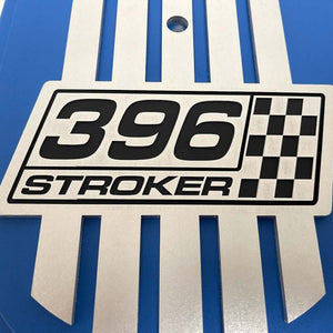 396 Stroker - Raised Billet Top Logo - 15" Oval Air Cleaner Kit - Blue