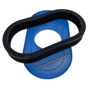 15" Oval Air Cleaner Lid Kit - Custom Raised Billet Top - Blue