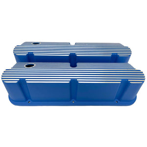 Ford Small Block Pentroof Tall Finned Valve Covers - Blue