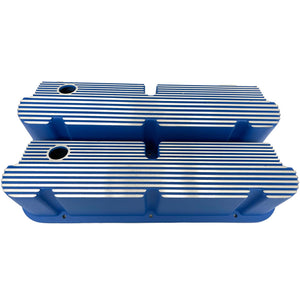 Ford Small Block Pentroof Tall Finned Valve Covers - Blue