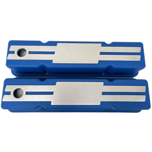 Small Block Chevy Tall Custom Billet Top Valve Covers - Blue